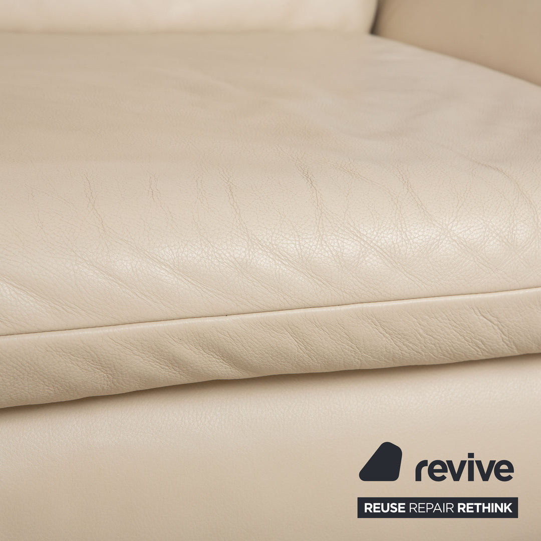 Koinor Rossini Leder Sessel und Hocker Creme Beige manuelle Funktion