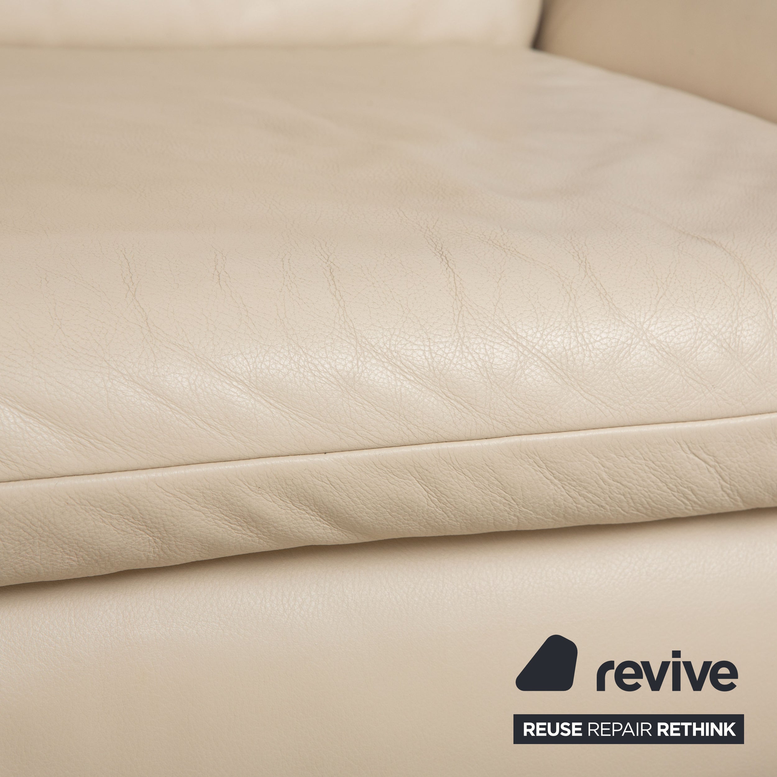 Koinor Rossini Leder Sessel und Hocker Creme Beige manuelle Funktion