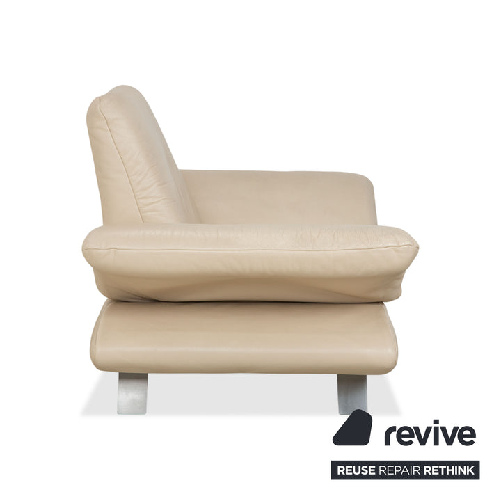 Koinor Rossini Leder Sessel und Hocker Creme Beige manuelle Funktion