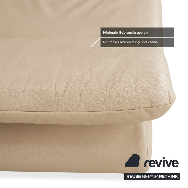 Koinor Rossini Leder Sessel und Hocker Creme Beige manuelle Funktion
