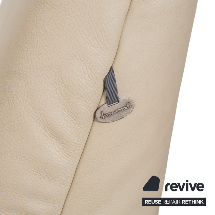 Koinor Rossini Leder Sessel und Hocker Creme Beige manuelle Funktion