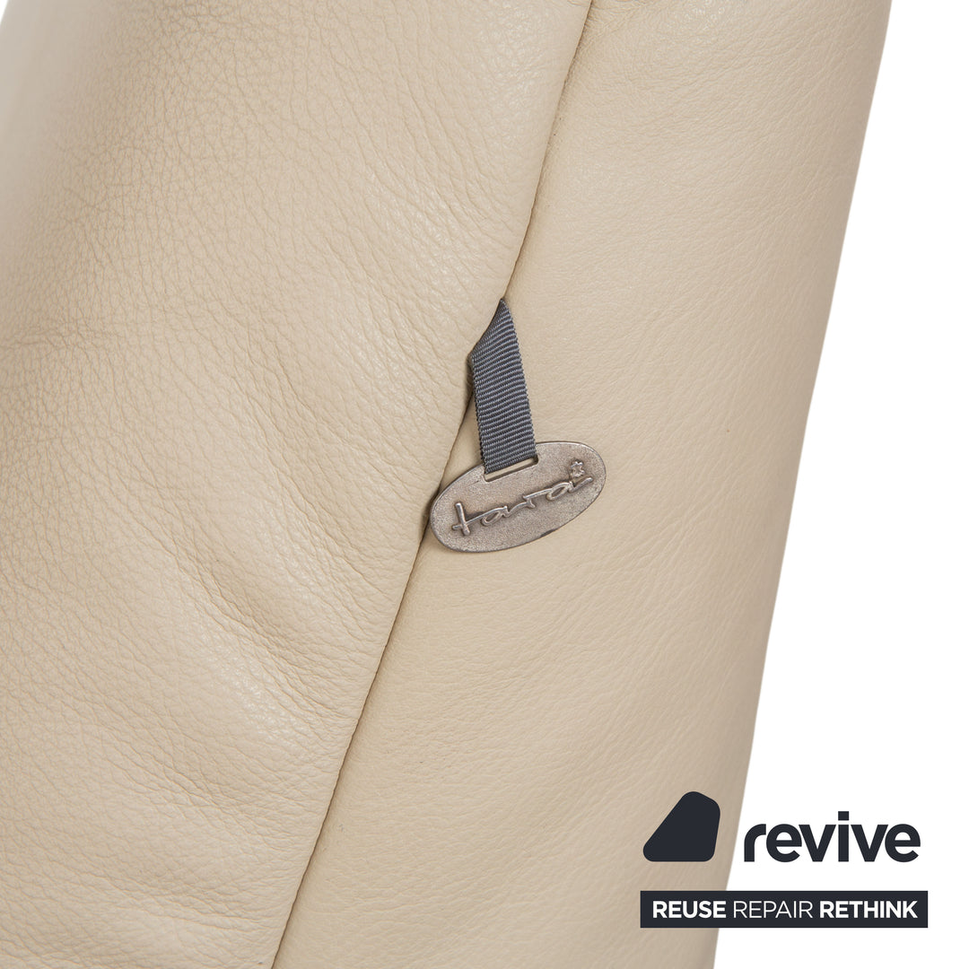 Koinor Rossini Leder Sessel und Hocker Creme Beige manuelle Funktion
