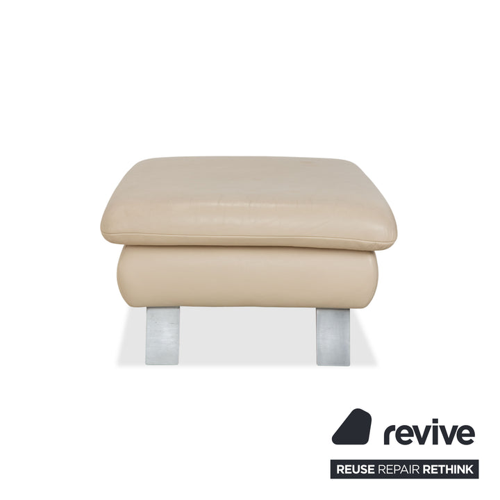 Koinor Rossini Leder Sessel und Hocker Creme Beige manuelle Funktion