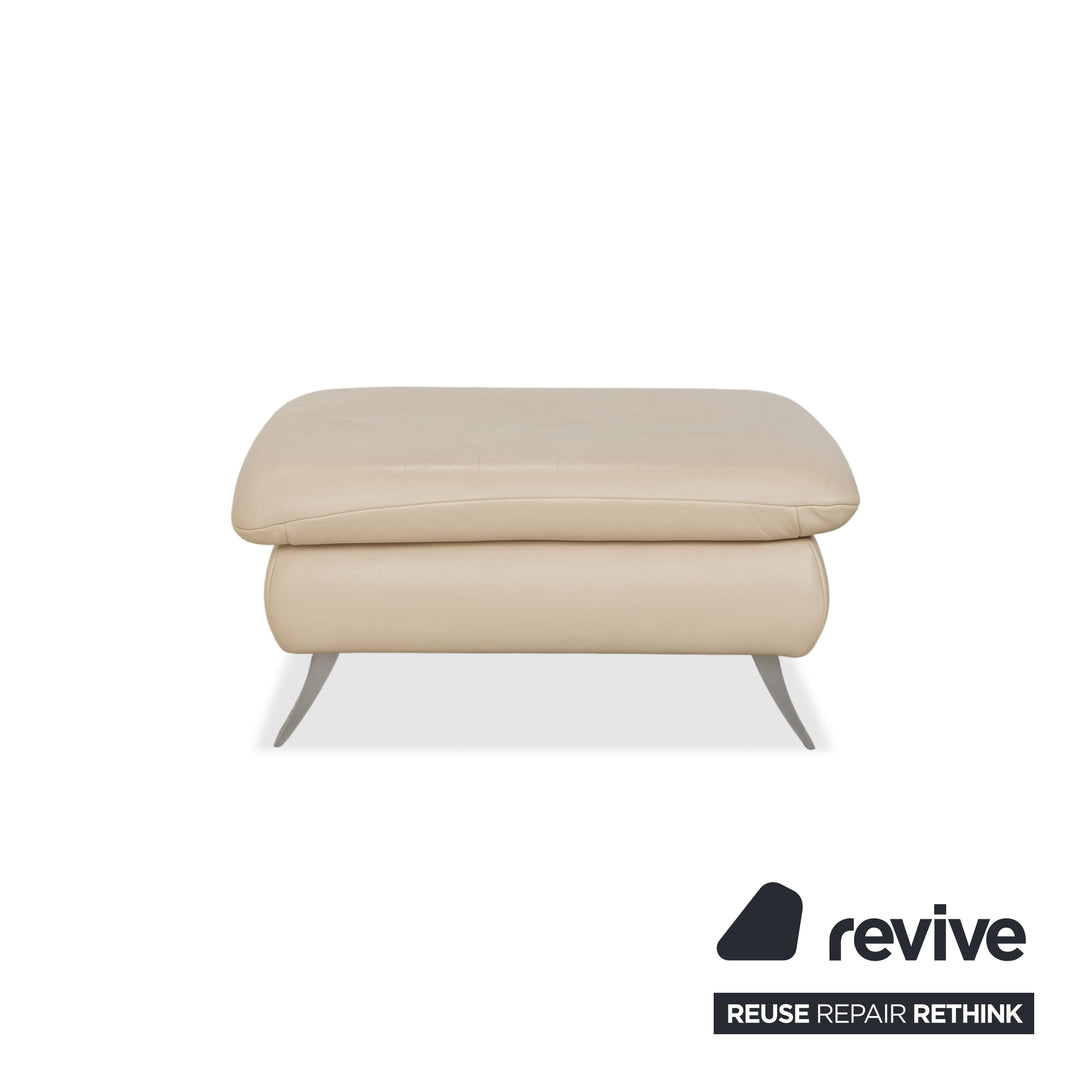 Koinor Rossini Leder Sessel und Hocker Creme Beige manuelle Funktion