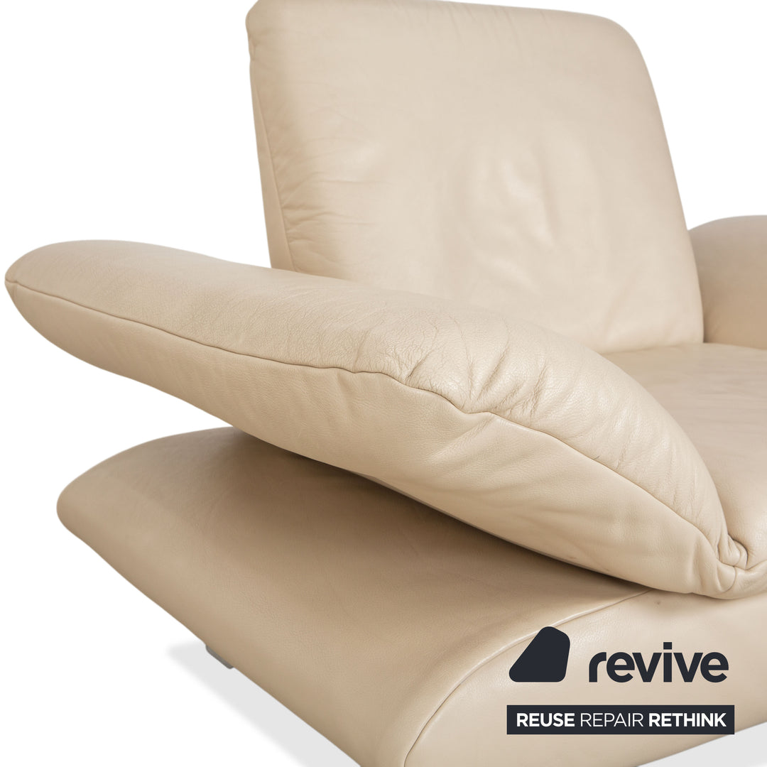 Koinor Rossini Leder Sessel und Hocker Creme Beige manuelle Funktion