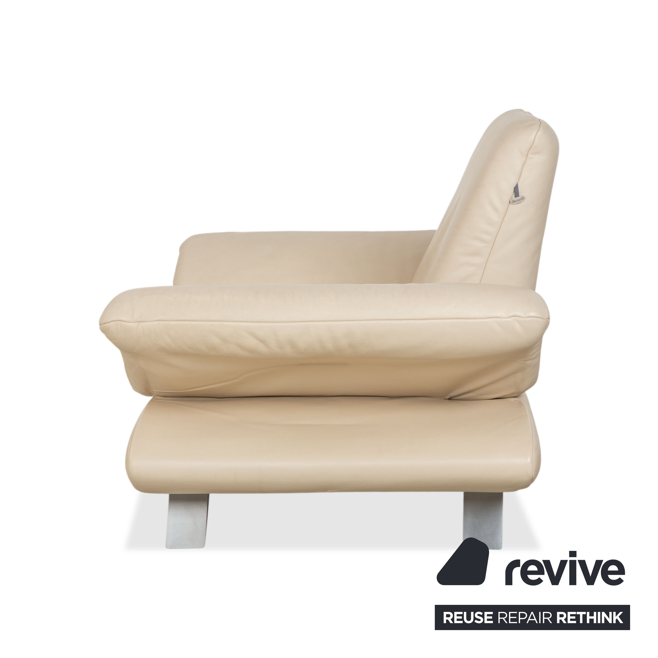 Koinor Rossini Leder Sessel und Hocker Creme Beige manuelle Funktion