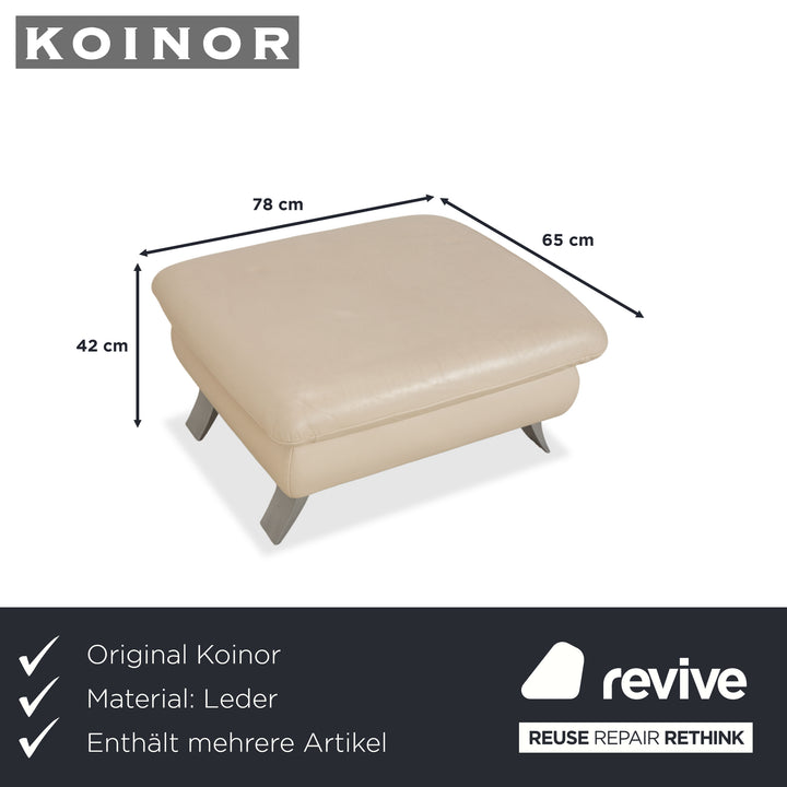 Koinor Rossini Leder Sessel und Hocker Creme Beige manuelle Funktion