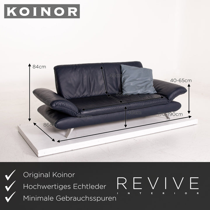 Koinor Rossini Leder Zweisitzer Sofa Blau Dunkelblau Funktion Couch #14951