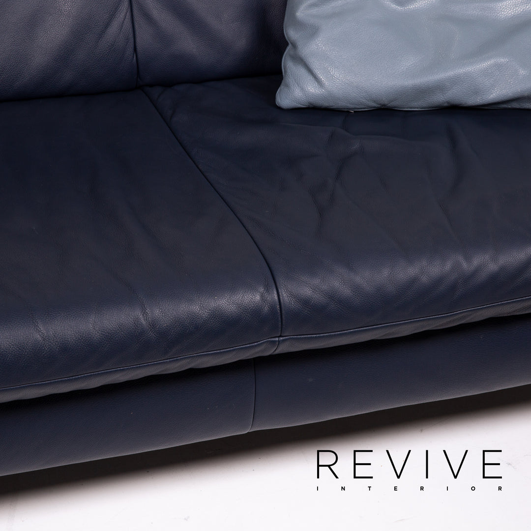 Koinor Rossini Leder Zweisitzer Sofa Blau Dunkelblau Funktion Couch #14951