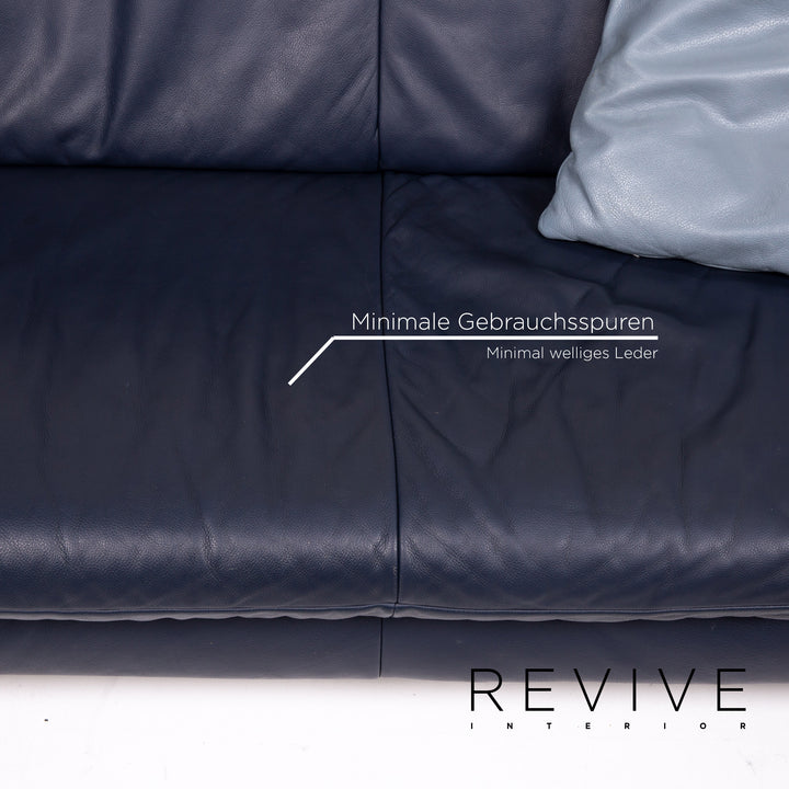 Koinor Rossini Leder Zweisitzer Sofa Blau Dunkelblau Funktion Couch #14951