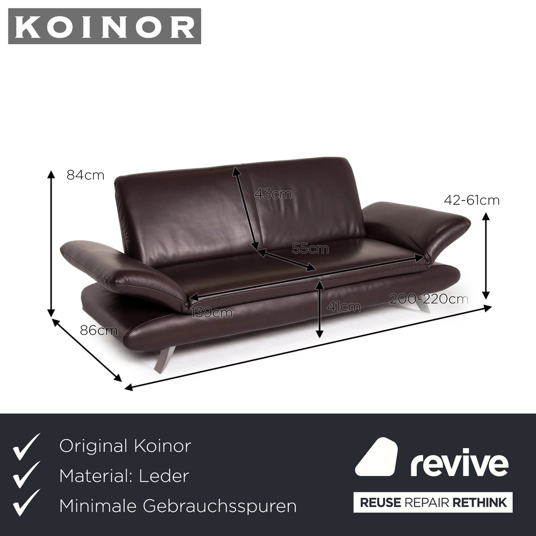 Koinor Rossini Leder Sofa Braun Dunkelbraun Zweisitzer Funktion Couch #14217