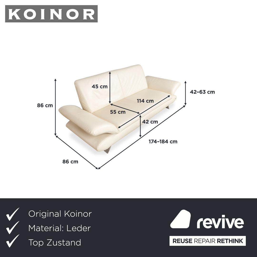 Koinor Rossini Leder Sofa Creme Weiß Zweisitzer Couch manuelle Funktion