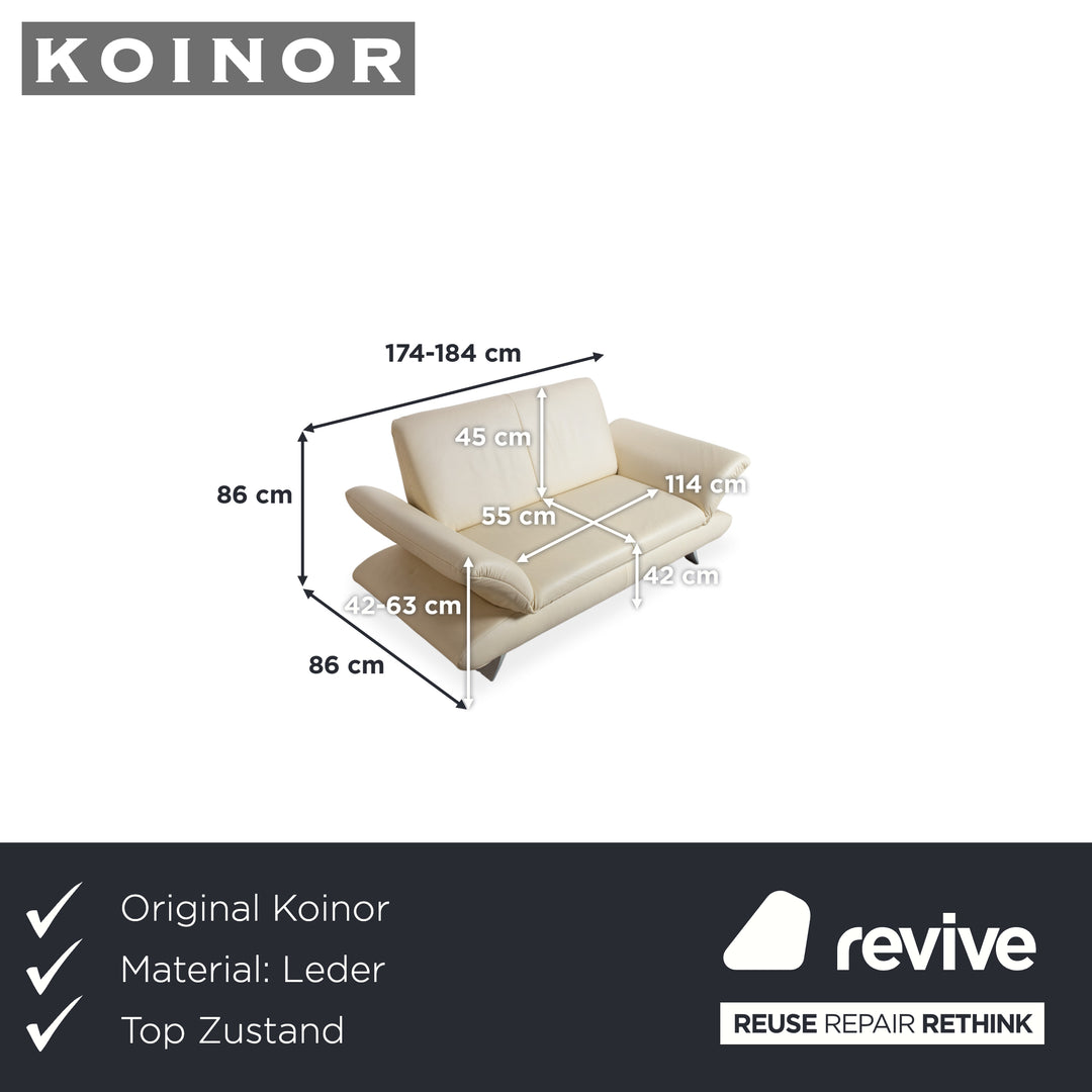 Koinor Rossini Leder Sofa Creme Zweisitzer Couch Funktion