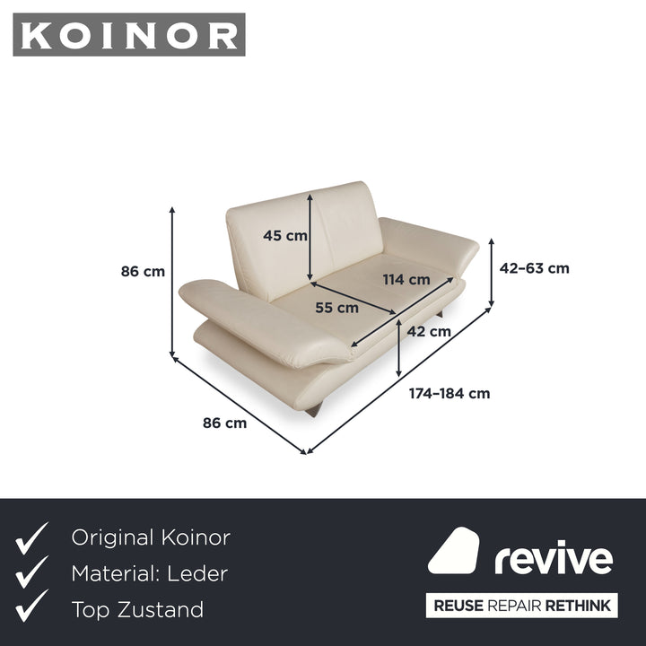 Canapé Koinor Rossini cuir crème blanc deux places manuel