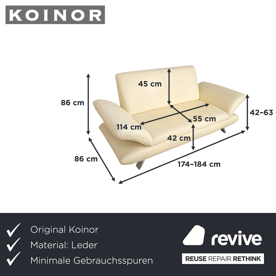 Koinor Rossini leather sofa cream two seater couch function