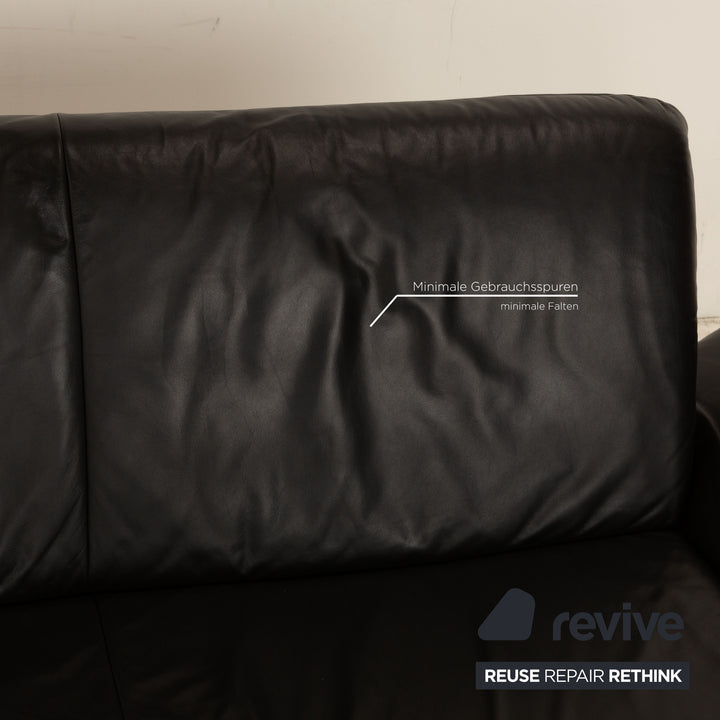 Koinor Rossini Leder Sofa Garnitur Anthrazit Dreisitzer Sessel manuelle Funktion Sofa Couch