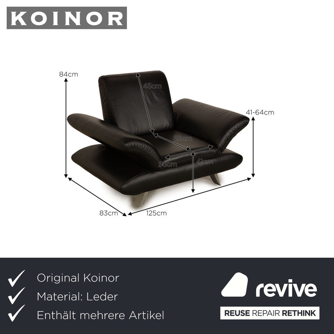 Koinor Rossini leather sofa set anthracite three-seater armchair manual function sofa couch