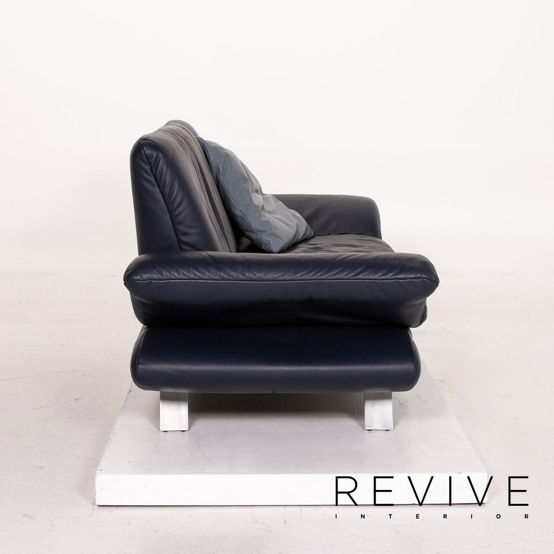Koinor Rossini Leder Sofa Garnitur Blau Dunkelblau 1x Dreisitzer 1x Zweisitzer Funktion Couch #15190