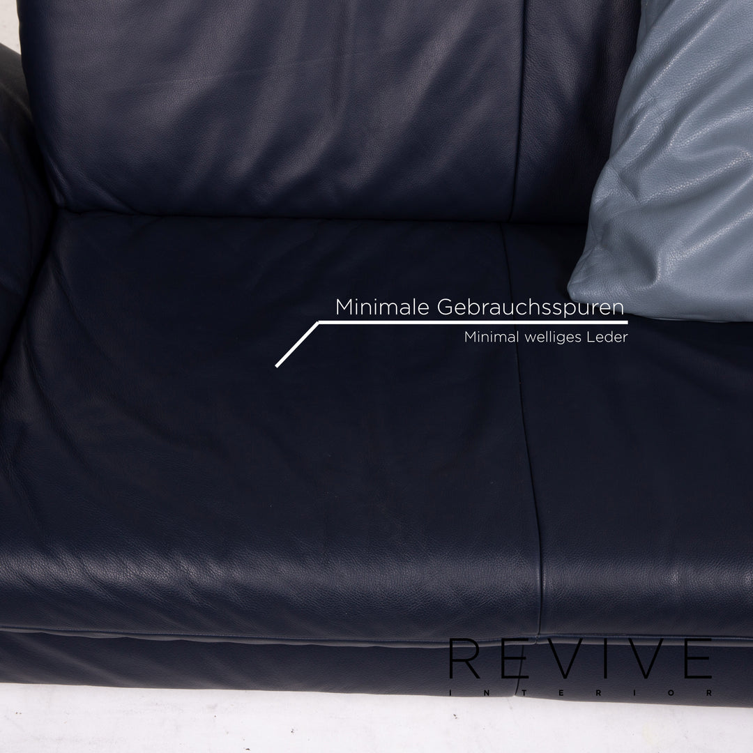 Koinor Rossini Leder Sofa Garnitur Blau Dunkelblau 1x Dreisitzer 1x Zweisitzer Funktion Couch #15190