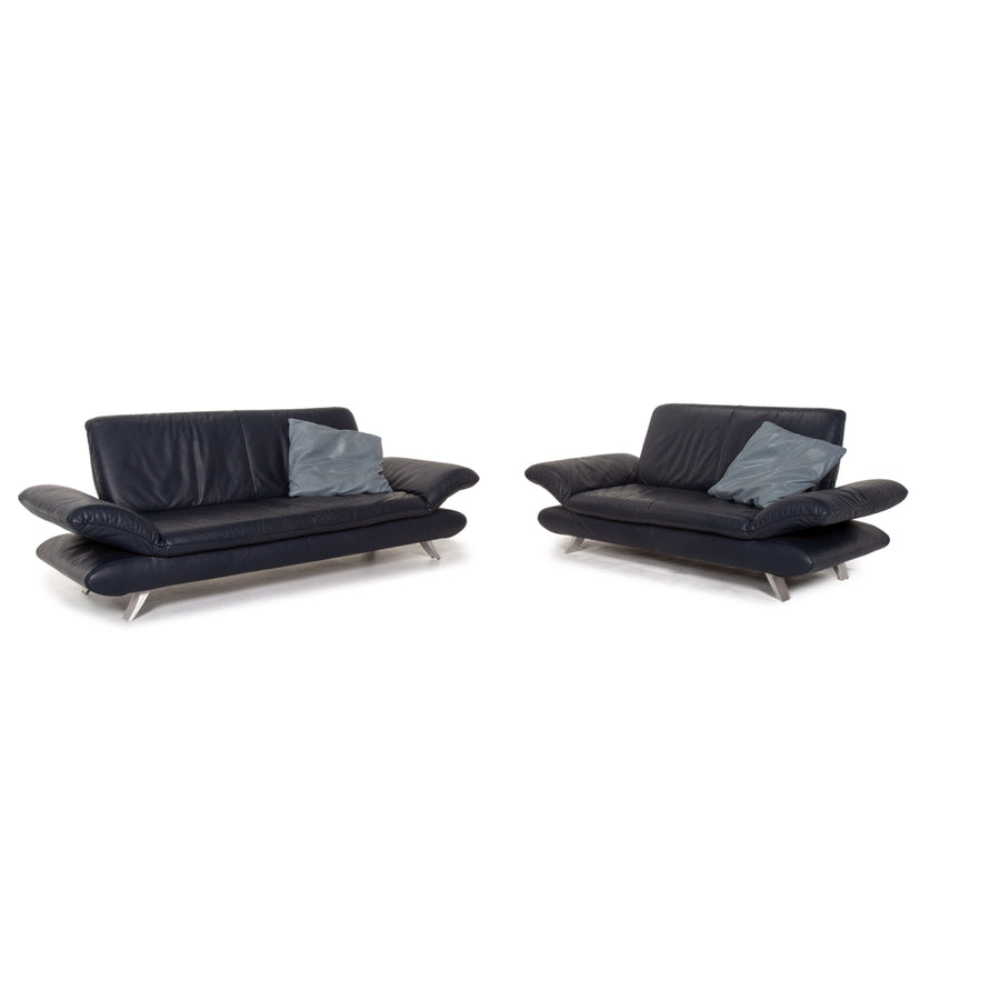 Koinor Rossini Leder Sofa Garnitur Blau Dunkelblau 1x Dreisitzer 1x Zweisitzer Funktion Couch #15190