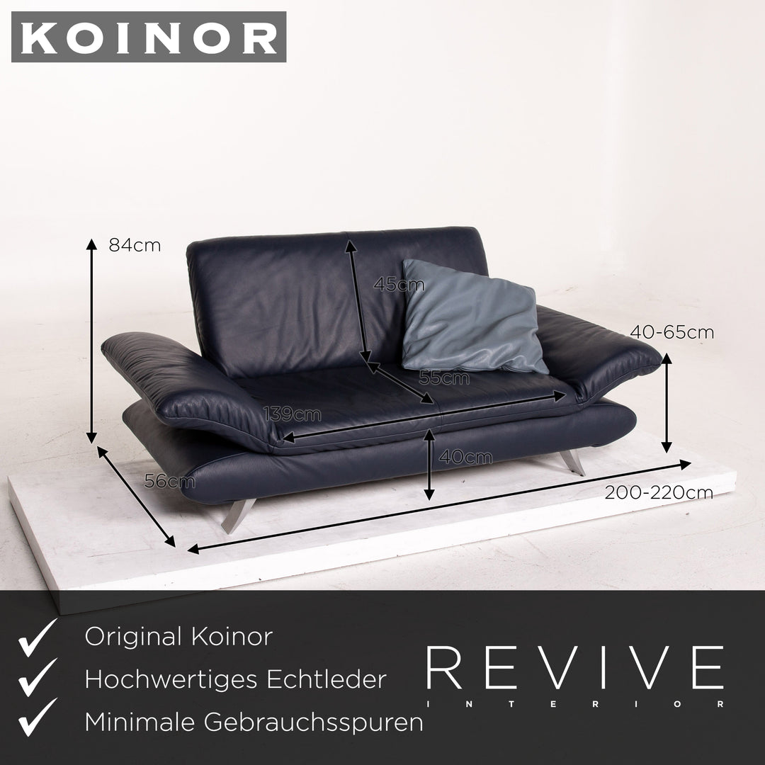 Koinor Rossini Leder Sofa Garnitur Blau Dunkelblau 1x Dreisitzer 1x Zweisitzer Funktion Couch #15190