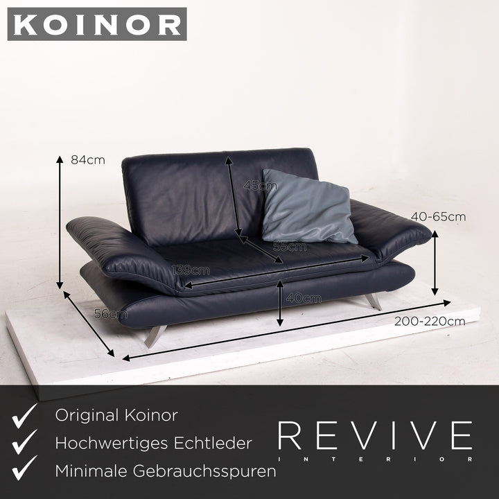 Koinor Rossini Leder Sofa Garnitur Blau Dunkelblau 1x Dreisitzer 1x Zweisitzer Funktion Couch #15190
