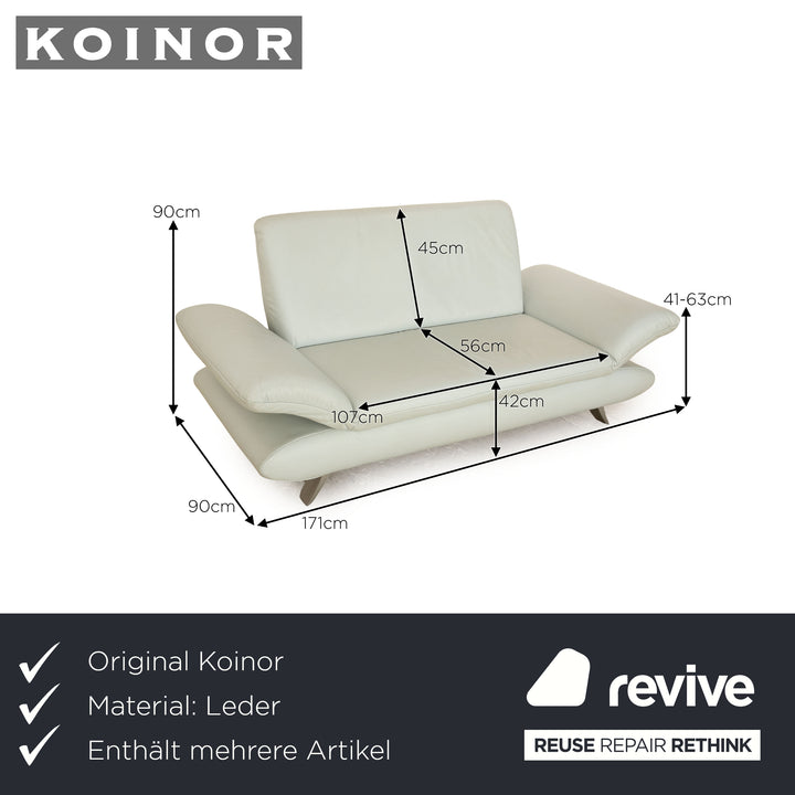 Koinor Rossini Leder Sofa Garnitur Blau Eisblau Hocker Couch manuelle Funktion