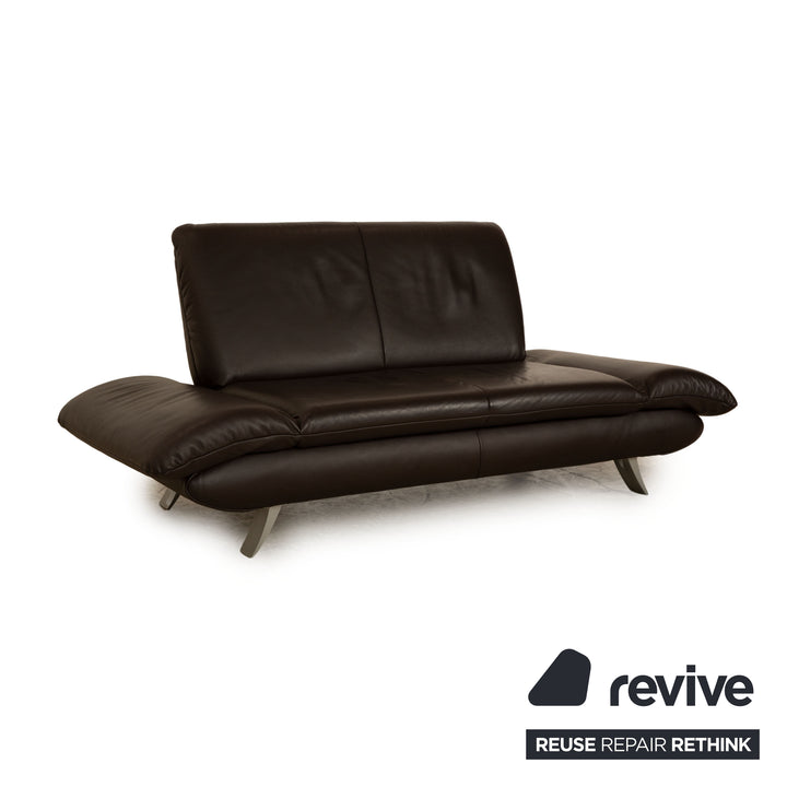 Koinor Rossini Leder Sofa Garnitur Braun Dunkelbraun Hocker Zweisitzer manuelle Funktion Sofa Couch
