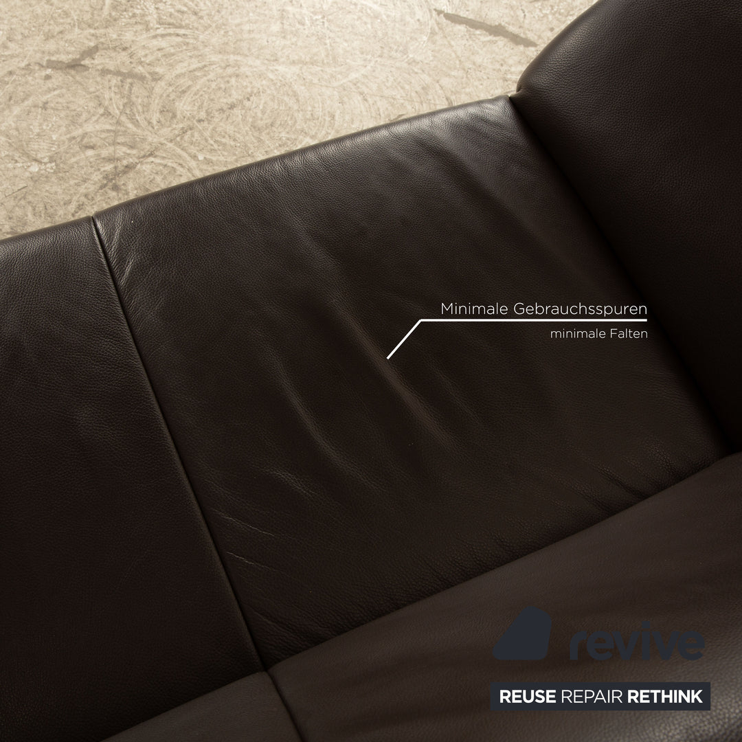 Koinor Rossini Leder Sofa Garnitur Braun Dunkelbraun Hocker Zweisitzer manuelle Funktion Sofa Couch