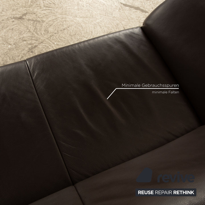 Koinor Rossini Leder Sofa Garnitur Braun Dunkelbraun Hocker Zweisitzer manuelle Funktion Sofa Couch