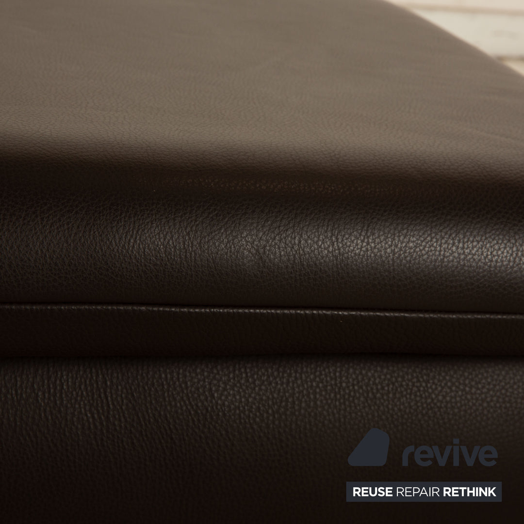 Koinor Rossini Leder Sofa Garnitur Braun Dunkelbraun Hocker Zweisitzer manuelle Funktion Sofa Couch