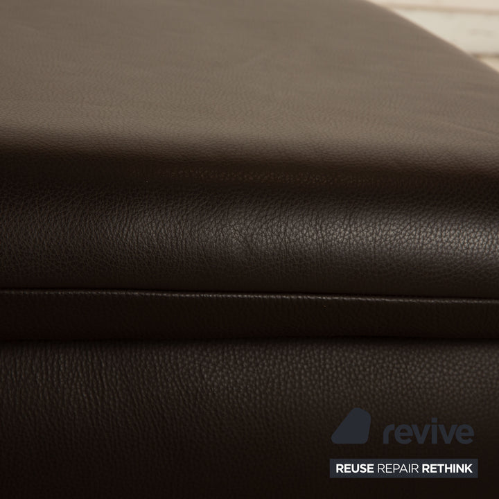 Koinor Rossini Leder Sofa Garnitur Braun Dunkelbraun Hocker Zweisitzer manuelle Funktion Sofa Couch