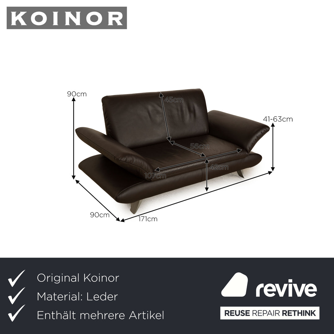 Koinor Rossini Leder Sofa Garnitur Braun Dunkelbraun Hocker Zweisitzer manuelle Funktion Sofa Couch
