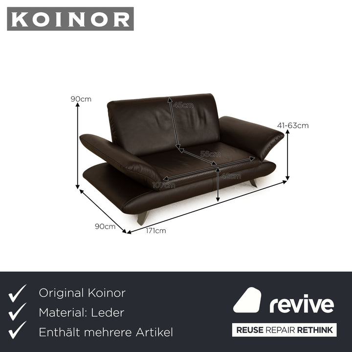 Koinor Rossini Leder Sofa Garnitur Braun Dunkelbraun Hocker Zweisitzer manuelle Funktion Sofa Couch