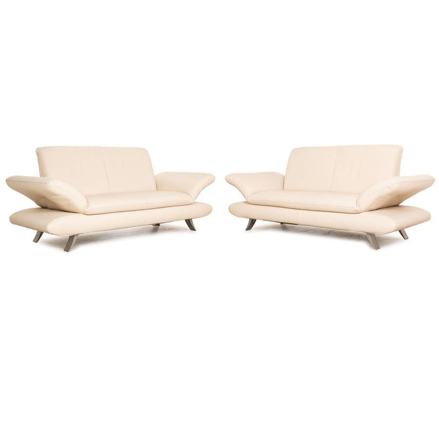 Koinor Rossini Leder Sofa Garnitur Creme 2x Zweisitzer manuelle Funktion Sofa Couch