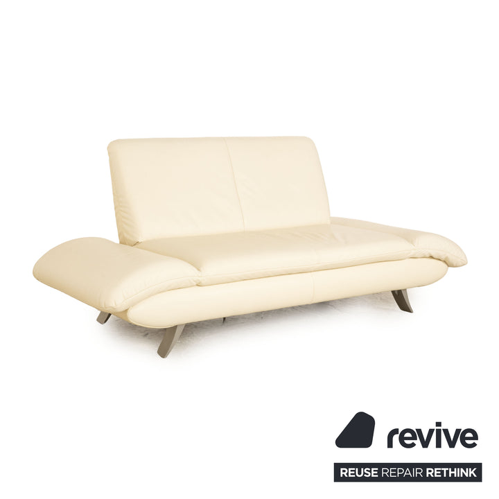 Koinor Rossini Leder Sofa Garnitur Creme Dreisitzer Zweisitzer manuelle Funktion Sofa Couch