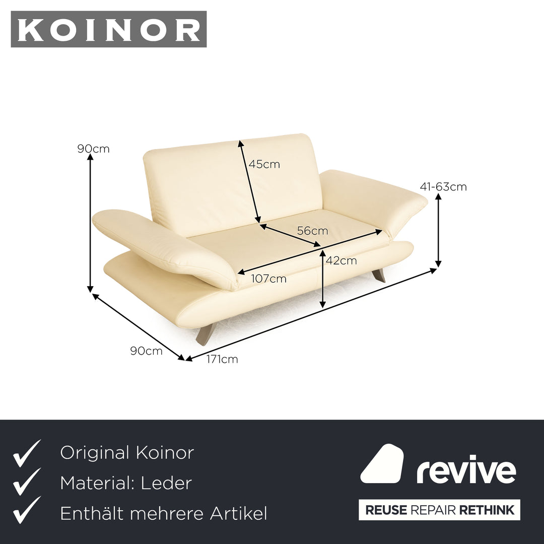 Koinor Rossini Leder Sofa Garnitur Creme Dreisitzer Zweisitzer manuelle Funktion Sofa Couch