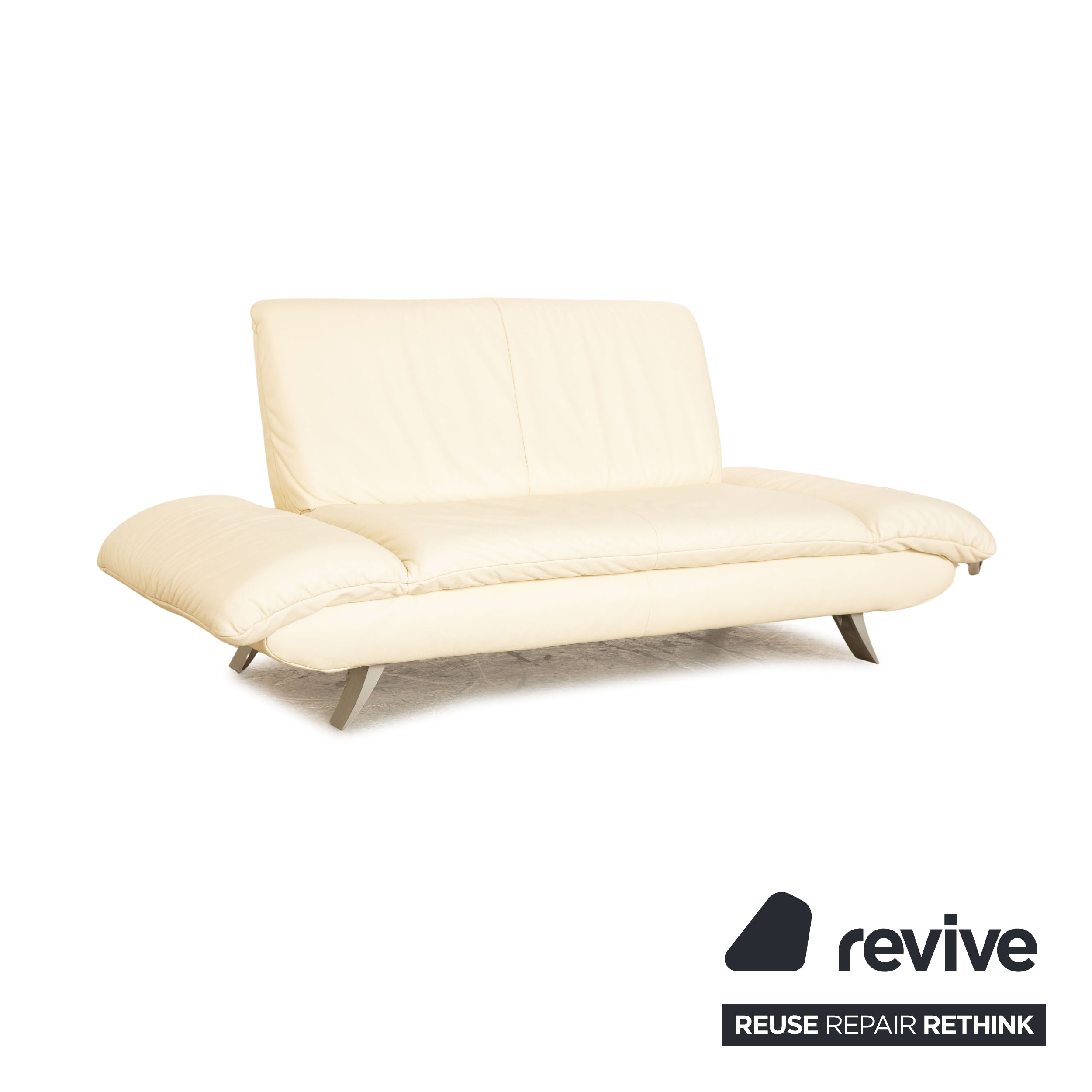 Koinor Rossini Leder Sofa Garnitur Creme manuelle Funktion Zweisitzer Hocker Couch