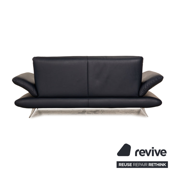 Koinor Rossini Leder Sofa Garnitur Dunkelblau manuelle Funktion Dreisitzer Zweisitzer Couch