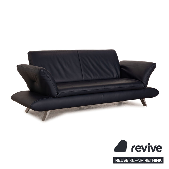 Koinor Rossini Leder Sofa Garnitur Dunkelblau manuelle Funktion Dreisitzer Zweisitzer Couch