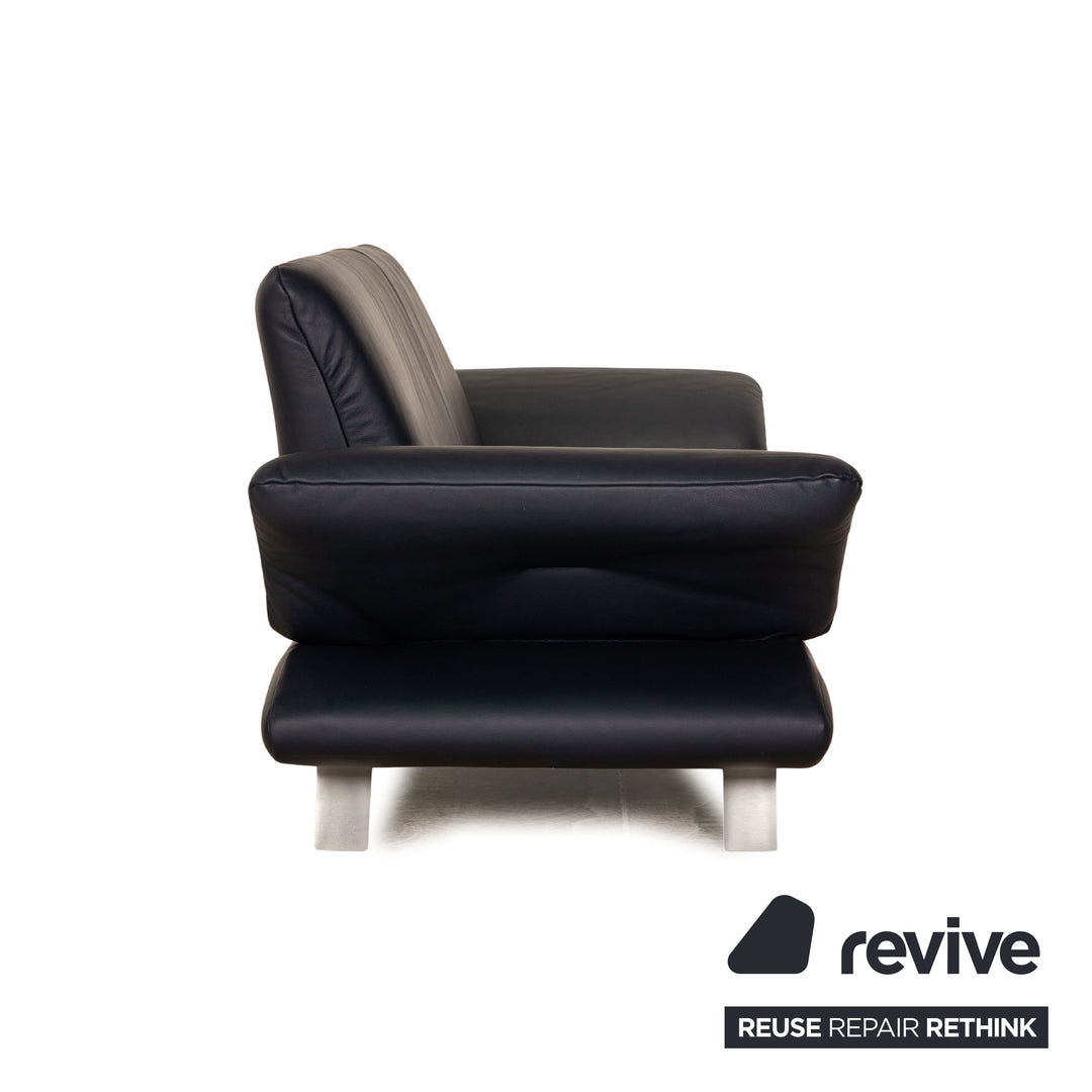 Koinor Rossini Leder Sofa Garnitur Dunkelblau manuelle Funktion Dreisitzer Zweisitzer Couch
