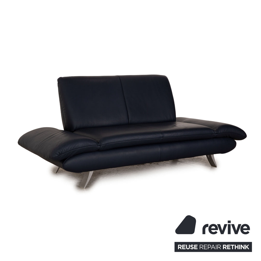 Koinor Rossini Leder Sofa Garnitur Dunkelblau manuelle Funktion Dreisitzer Zweisitzer Couch