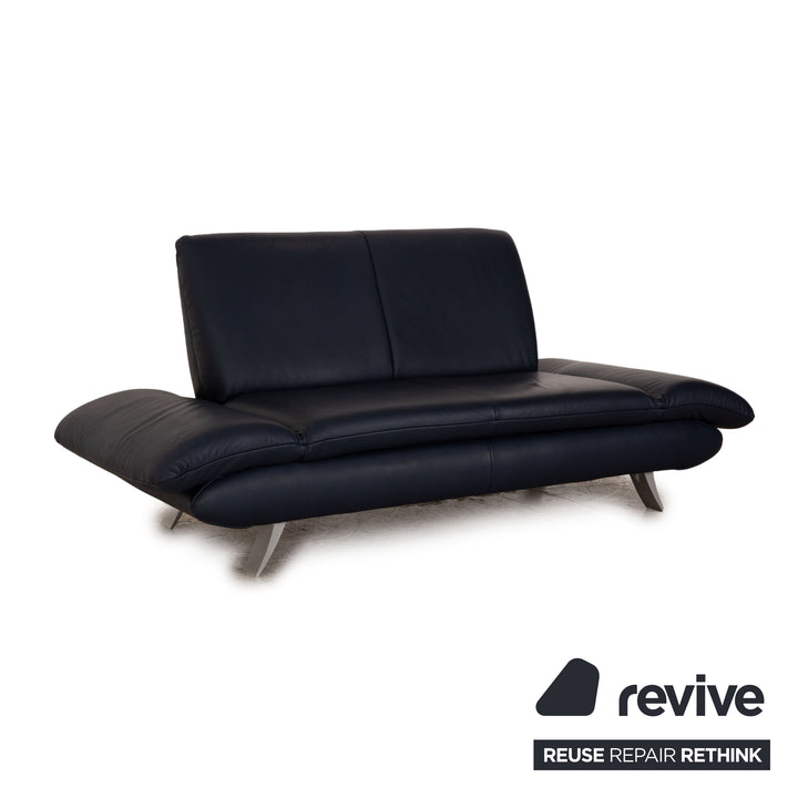 Koinor Rossini Leder Sofa Garnitur Dunkelblau manuelle Funktion Dreisitzer Zweisitzer Couch