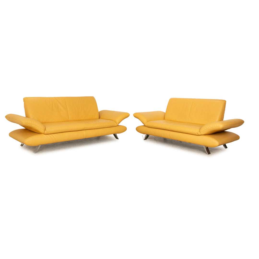 Koinor Rossini Leder Sofa Garnitur Gelb manuelle Funktion Zweisitzer Dreisitzer Couch