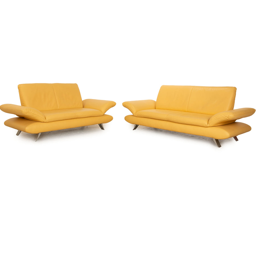 Koinor Rossini Leather Sofa Set Yellow Two Seater Three Seater Manual Function Sofa Couch