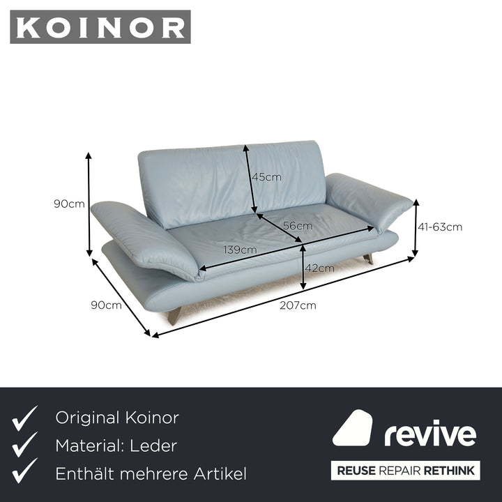 Koinor Rossini leather sofa set light blue manual function 2x three-seater couch