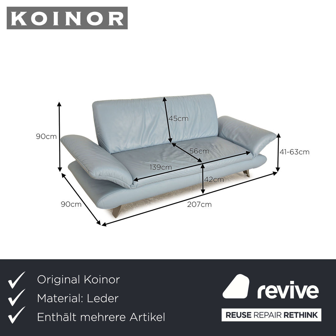 Koinor Rossini Leder Sofa Garnitur Hellblau Blau manuelle Funktion 2x Dreisitzer Couch