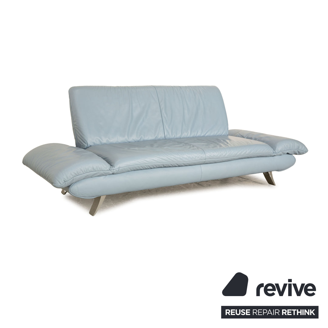 Koinor Rossini Leder Sofa Garnitur Hellblau Blau manuelle Funktion 2x Dreisitzer Couch