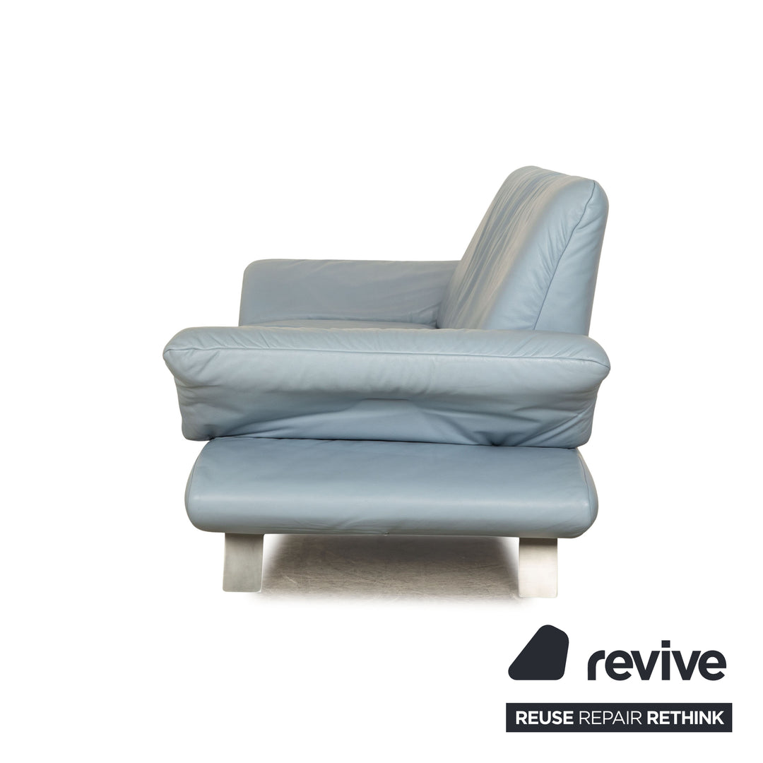 Koinor Rossini Leder Sofa Garnitur Hellblau Blau manuelle Funktion 2x Dreisitzer Couch