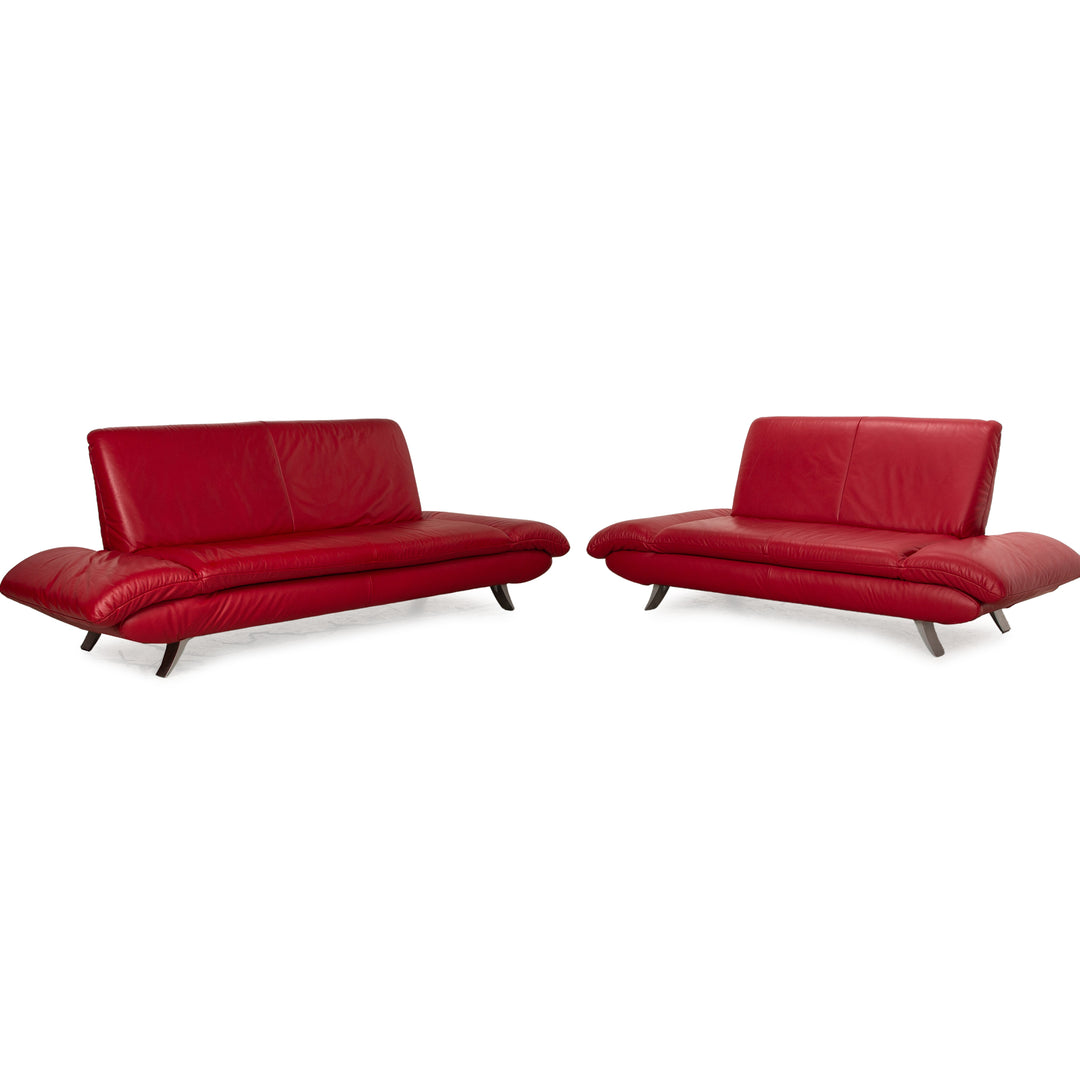 Koinor Rossini Leder Sofa Garnitur Rot Dreisitzer Zweisitzer Couch manuelle Funktion